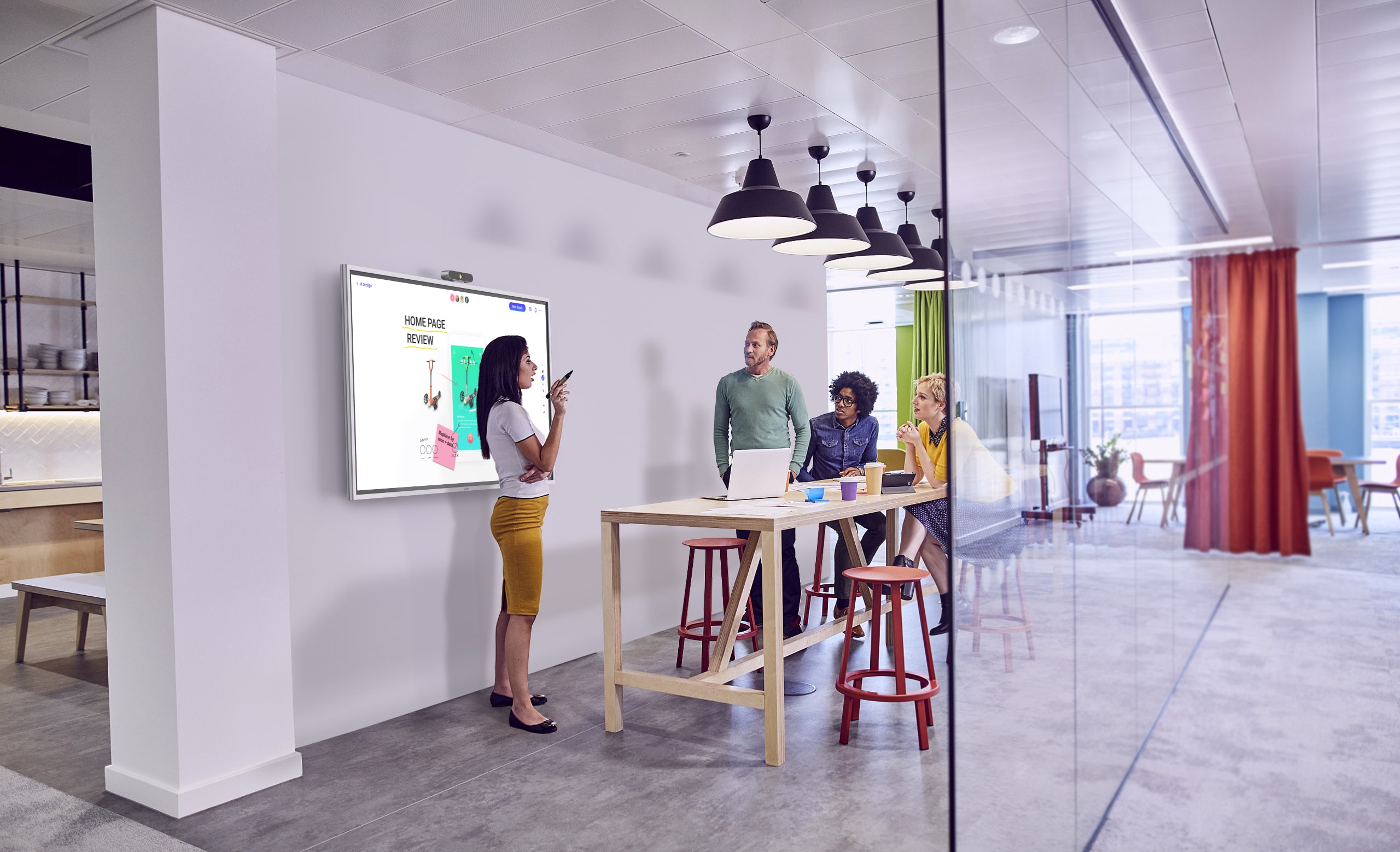 Team stand up meeting with a Vibe smartboard