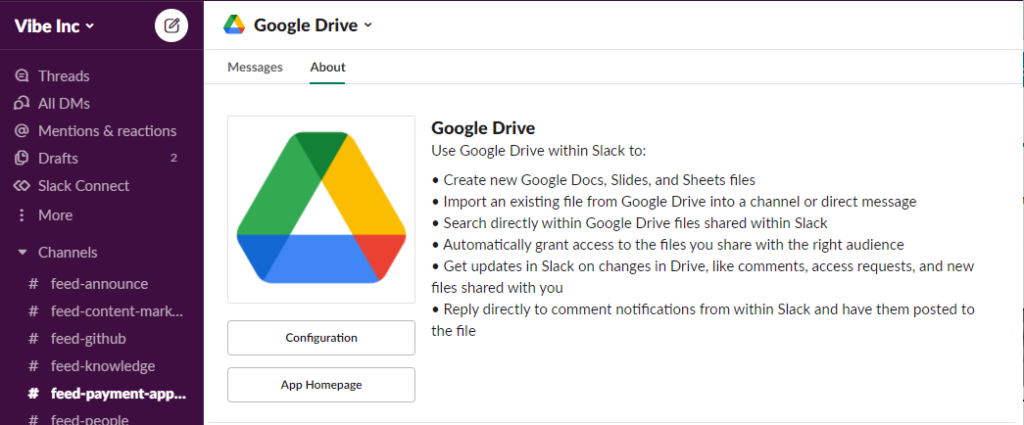 add Google Drive into Slack