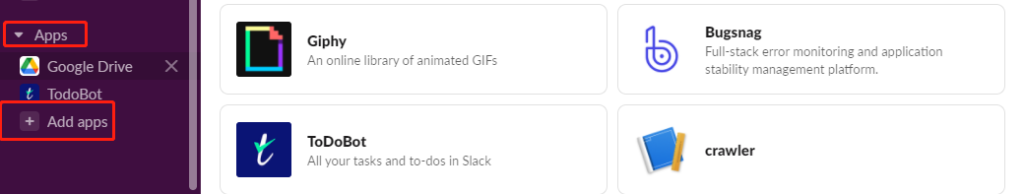 add apps in Slack