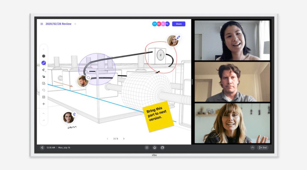Integrate a video conferencing app when holding a whiteboard session