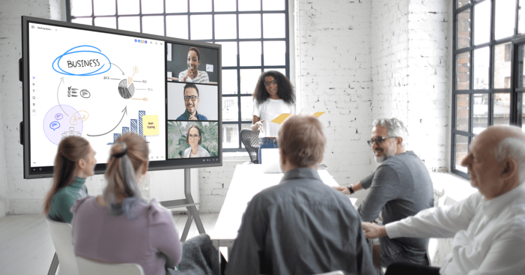 Team meeting on a Vibe Smartboard