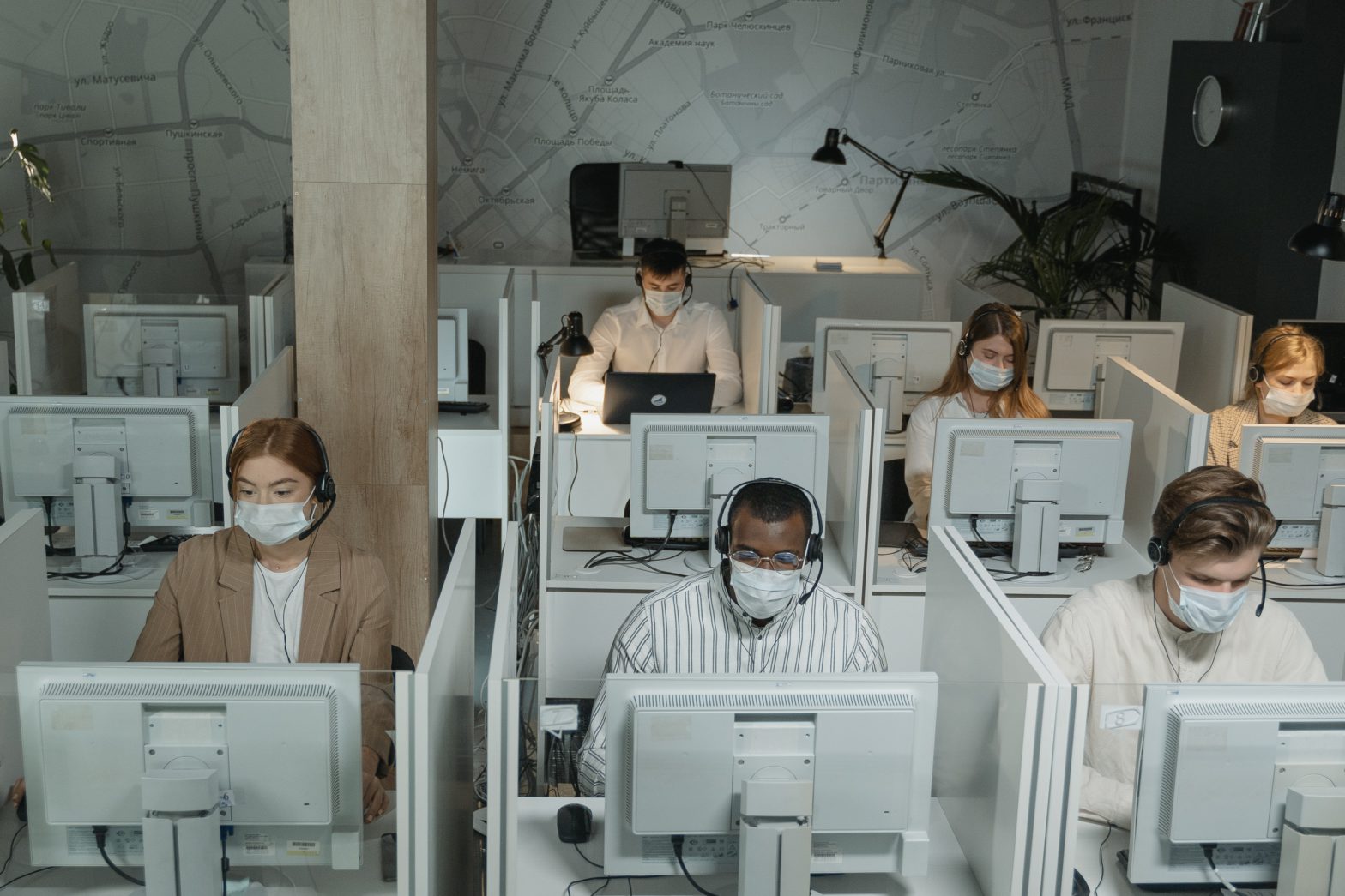 office with masks
