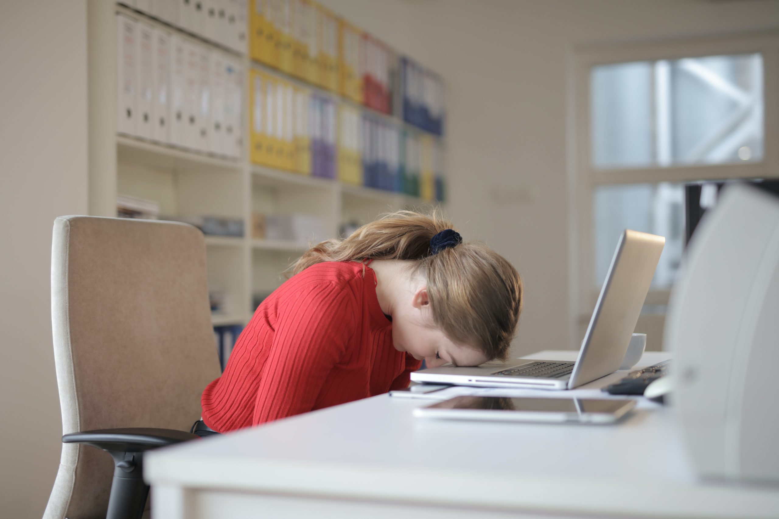 woman exhausted at work