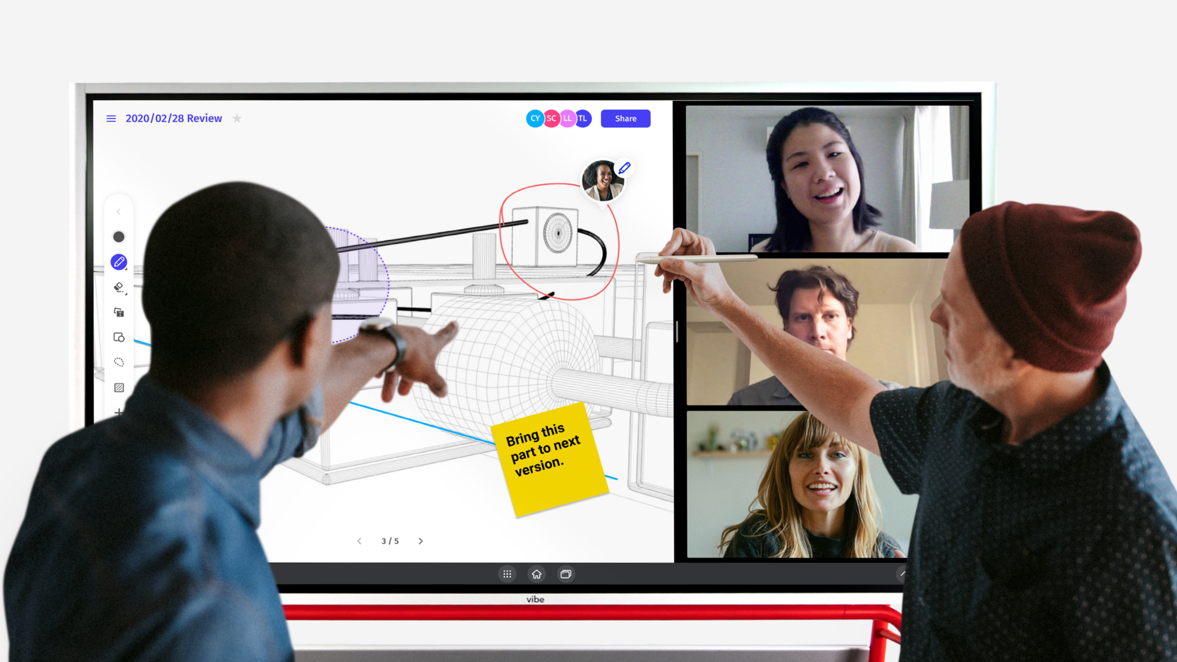 Small group discussion on a Vibe Smart Whiteboard