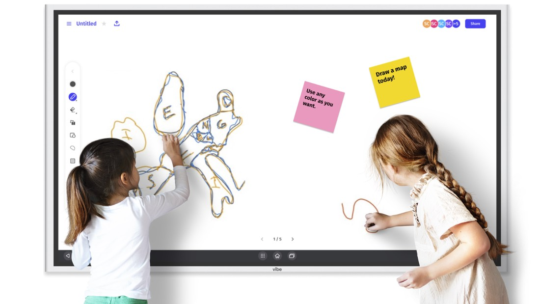 students drawing on a Vibe Board
